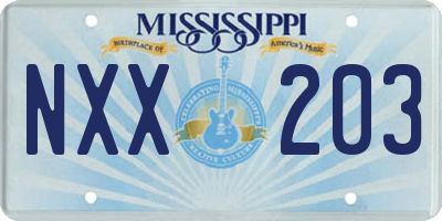 MS license plate NXX203