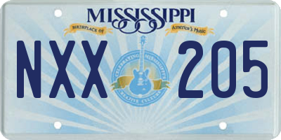 MS license plate NXX205