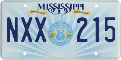 MS license plate NXX215