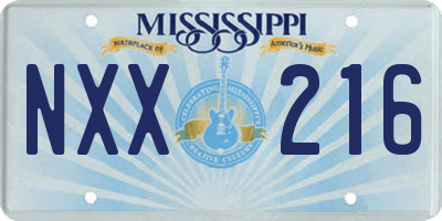 MS license plate NXX216