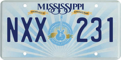 MS license plate NXX231