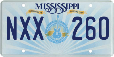 MS license plate NXX260