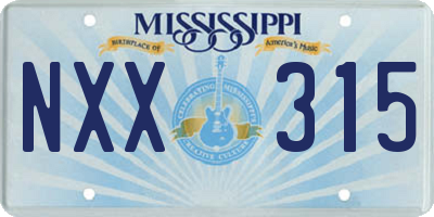 MS license plate NXX315