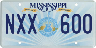 MS license plate NXX600