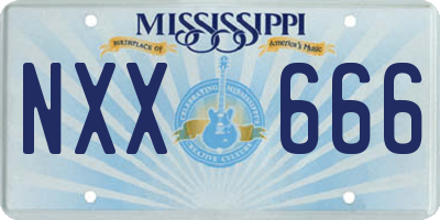MS license plate NXX666