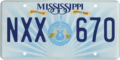 MS license plate NXX670