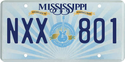MS license plate NXX801