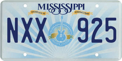 MS license plate NXX925