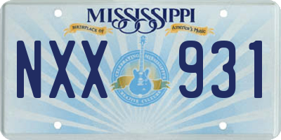 MS license plate NXX931