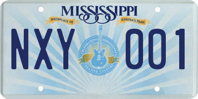MS license plate NXY001