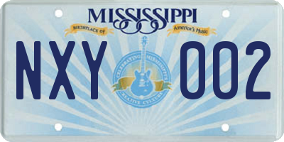 MS license plate NXY002