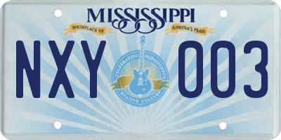MS license plate NXY003
