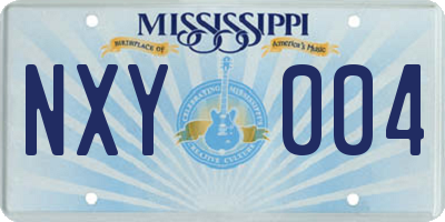 MS license plate NXY004