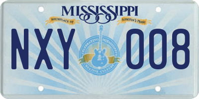 MS license plate NXY008