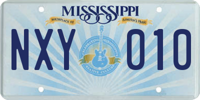 MS license plate NXY010