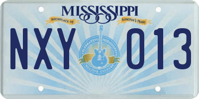 MS license plate NXY013