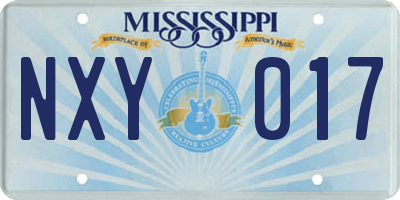 MS license plate NXY017