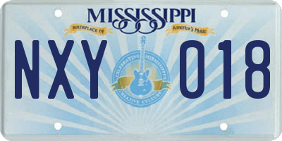 MS license plate NXY018