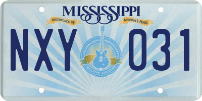 MS license plate NXY031
