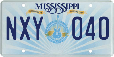 MS license plate NXY040