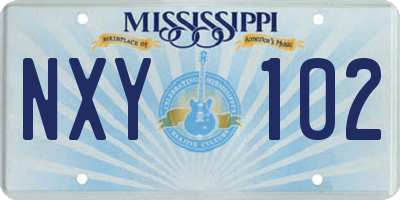 MS license plate NXY102