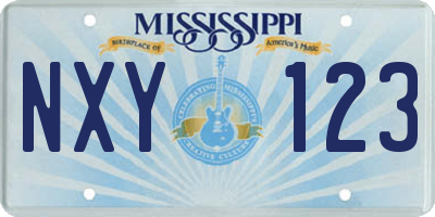 MS license plate NXY123