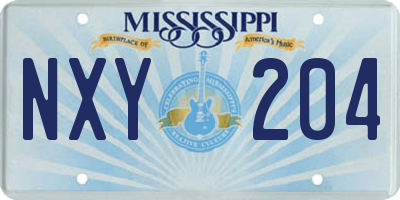 MS license plate NXY204