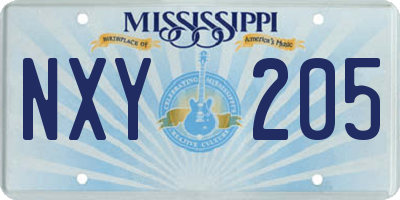 MS license plate NXY205