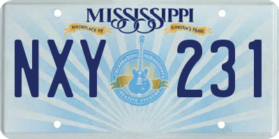 MS license plate NXY231
