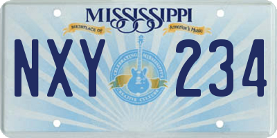 MS license plate NXY234