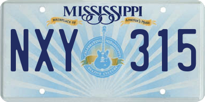 MS license plate NXY315