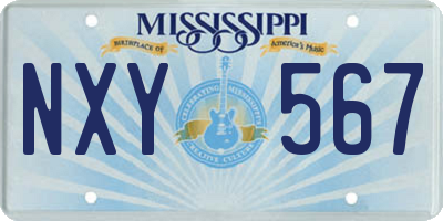 MS license plate NXY567