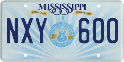 MS license plate NXY600