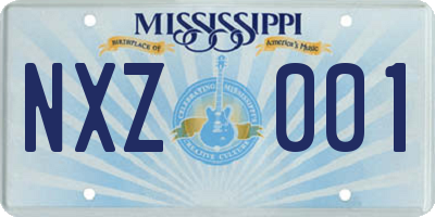 MS license plate NXZ001