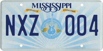 MS license plate NXZ004