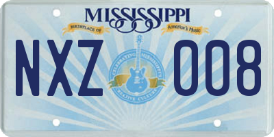 MS license plate NXZ008