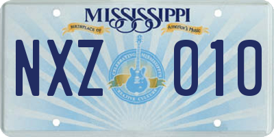 MS license plate NXZ010