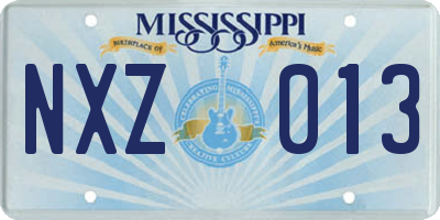 MS license plate NXZ013