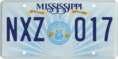 MS license plate NXZ017