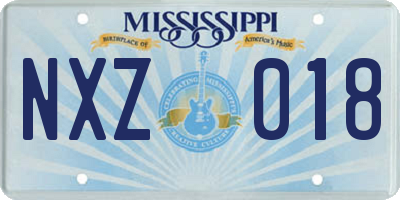 MS license plate NXZ018