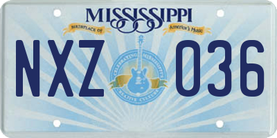 MS license plate NXZ036