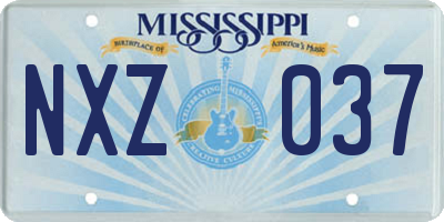 MS license plate NXZ037