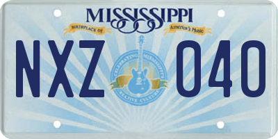 MS license plate NXZ040