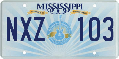 MS license plate NXZ103