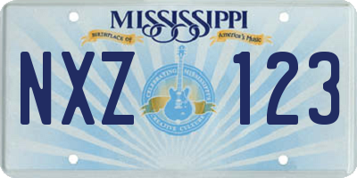 MS license plate NXZ123