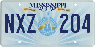MS license plate NXZ204