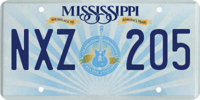 MS license plate NXZ205