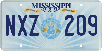 MS license plate NXZ209