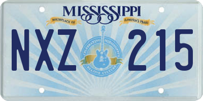 MS license plate NXZ215