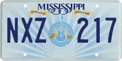 MS license plate NXZ217